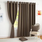 Story@Home 100% True Blackout Door Curtains 7 Feet Set of 2 | Plain Design | Room Darkening Curtain | Thermal Insulated Curtains for Living Room, Bedroom | (116 x 215 cm, Copper Brown)