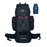 TRAWOC WILDWING 95L Internal Frame Travel Backpack with Detachable Daypack/Camping Hiking Trekking Bag Large Rucksack Bag for Men & Women BHK007, Black