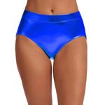 OVIGILY Women's Shiny Briefs Metallic Shorts Booty Dance Festival Bottoms, Royal Blue, XXL