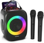 MASINGO Karaoke Machine for Kids and Adults with 2 Wireless Bluetooth Microphones, Portable 3D Sound Speaker with Colorful LED Lights, Supports TF Card/USB, AUX in, FM, TWS for Home Party, Cantando C2