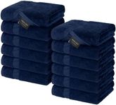 Canadian Linen Navy Blue Washcloth Set 12”x12”, 12 Pack 100% Cotton Absorbent Quick Dry Imperial Economy Face Wash Cloths for Kitchen, Cleaning, Spa, Salon, Barber Shop, Gym, Car, Hotel, Restaurants