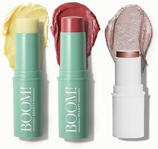 BOOM Beauty Boomstick Trio Rose Nude - 3 Pack Cream Blush Makeup - Berry Blush Stick, Highlighter Stick & Moisturizer for Cheeks, Eyes & Lips - Blendable Boom Sticks by Cindy Joseph for Older Women