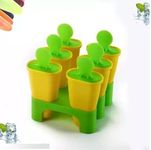 REDSKY Plastic Reusable Ice Cream/Kulfi Mould, Kulfi Maker for Children and Adults, Homemade Candy Mould, Popsicle Moulds and Ice Candy Maker (Set of 6) (Yellow)