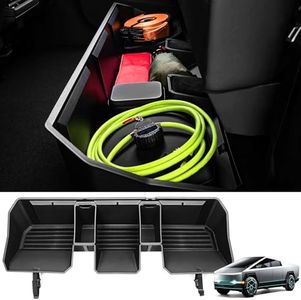 KSGMFED Rear Under Seat Storage Box Compatible with Tesla Cybertruck 2024 2023 Accessories,Upgraded Second Row Under Seat Storage and Organization Box,Black Rear Extra Cargo Store Organizer