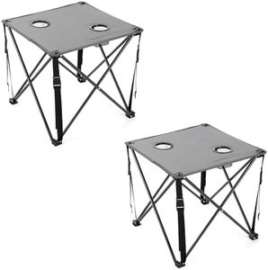 ARROWHEAD OUTDOOR 2-Pack 26” (66cm) Portable Camping Folding Table, 2 Cup Holders, Square, Carrying Case, Steel Frame, High-Grade 600D Canvas