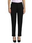 Women's Slim Fit Cotton Formal Pants with Button Closure (Black, 4XL)