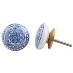 IndianShelf 2 Piece Blue Wheel Flat Ceramic Drawer Knobs for Kitchen Cabinet Hardware Door Pulls Decorative Dresser Premium Craftsmanship