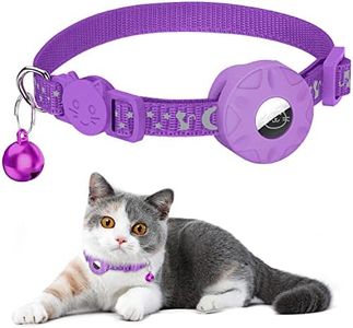 Airtag Cat Collar, Noble Refective Collar for Cat with Safety Buckle and Waterproof Air Tag Holder in 3/8" Width, Cat Airtag Collar, Cat Gps Tracker Collar Compatible with Apple Airtag for Cat Kitten