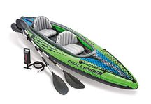 JJR Challenger K2 Kayak, 2-Person Inflatable Kayak Set with Aluminum Oars and Air Pump Sporty & Fun with a Streamlined Design for Easy Paddling