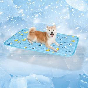 NACOCO Dog Cooling Mat with Non-Slip & Internal Waterproof Leakproof Design, Extra Thick, Machine Washable for Medium and Large Dogs for Crates, Beds, Sofas, Cars (36'' x 23'' Large, Blue Duck)