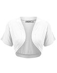 Lock and Love Women's Versatile Open Front Lightweight Short Sleeve Bolero Shrug, Wsk1785_white, Small