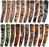 20pcs Tattoo Arm Sleeves Temporary Fake Slip on Arm Protector Body Art Arm Stockings Accessories - Designs Tribal, Dragon, Skull, and Etc.by HOVEOX