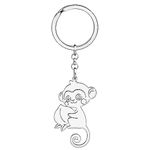 RAIDIN Stainless Steel Cute Animal Monkey Keychains Keyring Wild Life Jewelry Gifts for Women Girls Car Purse Keys Accessory (Silver-203)