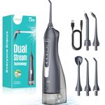 COSLUS Water Dental Flosser Teeth Pick: 2026 Upgraded Portable Cordless Waterproof Flossing 300ML Rechargeable Travel Irrigation Cleaner IPX7 Gray