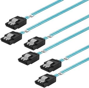 ADCAUDX SATA-III Cable:12 Inches,3 Pack SATA 6Gbps Cables Flexible SATA Cable,Straight SATA SSD Cable,Thin-SATA Cable with Locking Latch for SSD, HDD, Blue (0.3M)