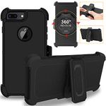 DuraSafe Cases for iPhone 7 Plus iPhone 8 Plus 5.5" [ 2016/2017 ] A1661 A1784 A1785 A1864 A1897 A1898 Rugged Shock Absorbing Protective Cover with Detachable Holster - Black(with Holster)