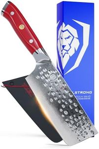DALSTRONG Nakiri Vegetable Knife - 6" - Shogun Series X - Japanese AUS-10V Super Steel - Damascus - Hammered Finish - Crimson Red ABS Handle - Sheath Included