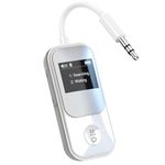 [Upgraded] BluetoothTransmitter 5.3 Receiver with OLED Display | Dual Connection & Low Latency | 2-in-1 Wireless Aux Bluetooth Adapter for TV, Airplane, Headphone, Airpods, Speaker, Car