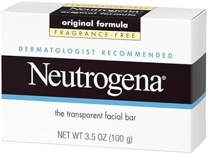 Neutrogena Original Fragrance-Free Facial Cleansing Bar with Glycerin, Pure & Transparent Gentle Face Wash Bar Soap, Free of Harsh Detergents, Dyes & Hardeners, 3.5 oz