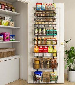 Mefirt 9-Tier Over The Door Pantry Organizer, Pantry Storage and Organization, Black Metal Hanging Spice Rack Seasoning Shelves Door, Wall Mount for Home & Kitchen, Laundry Room Bathroom Organization