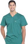 Cherokee Scrubs for Men V-Neck Top, Workwear Professionals Soft Stretch WW675, L, Hunter Green