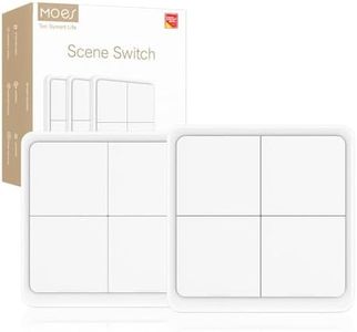 MOES 2 White Packs Wireless Smart Scene Switch Button, Require MOES HUB, Zigbee Connection Tuya Battery Powered Included 12 Scene Controller Light Switch for Smart Home Automation 4 Gang White