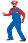 Disguise mens Mario Costume, Official Nintendo Super Mario Bros Adult Costume With Hat and Mustache, Red, XL (42-46)