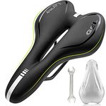 LERWAY Mountain Bike Saddle,Comfortable Bike Seat,Gel Bicycle Saddle,Waterproof Black Memory Sponge Cycling Seat,Breathable PU Leather Cycling Saddle