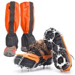 Martians Crampons and Leg Gaiters Set Stainless Steel Ice Cleats Waterproof Gaiters for Boots Shoes