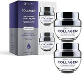 Clear Beauty Collagen Day/Night Moisturizer Set - Dermatologist Tested, Reduces Blemishes, Wrinkles & Fine Lines, Hydrating, Anti-Aging, Cruelty-Free Korean Skin Care, All Skin Types