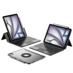 ProCase for iPad Air 11 inch (M3/M2) 2025/2024 Case with Keyboard; iPad Air 5/4th Gen 10.9" & iPad Pro 11 inch 4th/3rd/2nd/1st Gen Magnetic Detachable Protective Cover with Touchpad & Pencil Holder