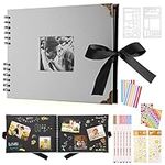 DazSpirit Photo Books, 29.5 X 21 CM Wedding Photo Albums, Photo Album With Writing Space, 80 Pages Scrapbook, For 240 Pictures, 6 Color Marker Pen, Personalised Photo Book For Anniversary (Grey)