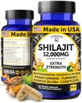 Lunakai USA Made Pure Shilajit Capsules 12000mg with Ashwagandha, Rhodiola & Cordyceps - Extra Strength Shilajit Extract for Men & Women, 60ct