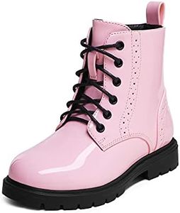 DREAM PAIRS Girls Boys Boots Side Zipper Kids Combat Ankle Booties,Size 6 Big Kid,Pink,KBO211