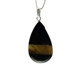 Jet and Amber Teardrop Pendant