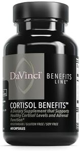 DaVinci Labs Cortisol Benefits - Dietary Supplement to Support Healthy Cortisol Levels and Adrenal Health - With Ashwagandha Extract, Rhodiola Rosea Root and More - Gluten-Free -60 Vegetarian Capsules