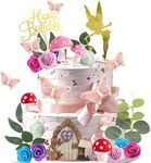 Jiahaoppx 33 PCS Fairy Cake Toppers, Fairy Cake Decoration Mushroom Door Butterfly Flowers Fairy Garden Topper for Baby Shower Fairy Birthday Party Supplies