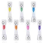 PDCTACST 2 Minute Toothbrush Sand Timer Set, 7 PCS Colorful Smile Pattern Hourglass Timer, Timers, Mini Sandglass Kitchen Timer for Brushing Kid's Teeth, Cooking, Game, School, Office