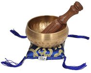 Dharma Store Nepalese Hand Hammered B Crown Chakra Tibetan Meditation Yoga Singing Bowl Set - With Tibetan Buddhist Prayer Flags Free