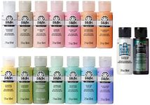 FolkArt Pastel Rainbow Kit, 16 Piece 2 fl oz Premium Acrylic Paint Set Including 14 Matte Shift 1 Dragonfly Glaze Color