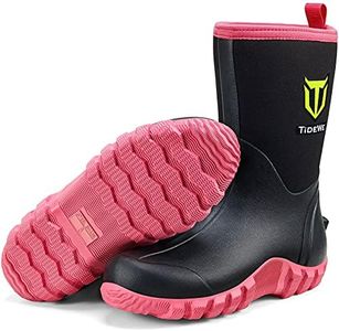 TIDEWE Rubber Boots for Women, 5.5mm Neoprene Insulated Rain Boots with Steel Shank, Waterproof Mid Calf Hunting Boots, Sturdy Rubber Work Boots for Farming Gardening Fishing