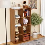 Lukzer 8 Shelf Engineered Wood Bookshelf Storage Organizer Furniture for Living Room, Kitchen Office or Home Use Open Cube Cabinet (MR- 009/ Brown Oak / 110 x 60 x 28 CM) DIY (Do It Yourself)