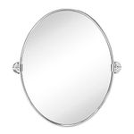 Oval Chrome Metal Pivot Bathroom Vanity Mirror Tilting Vanity Mirrors for Wall 19x24''