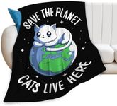 Universe Cat Blanket Planet Cat Throw Blanket Cat Stuff Animal Gifts for Girls Boys Kids Lovers Woman Space Warm Soft Plush Fleece Flannel Blanket Decor for Couch Sofa Bed 50"x60"