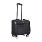 JLY Business Carry On Lux - Soft Pilot Case 15.6" Laptop Roller 8 Spinner Wheel Office Admin Trolley Bag Anti-Theft Cabin Suitcase for British Airways - Black