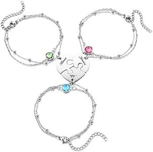 Top Plaza Best Friend Bracelets for 3 Friendship BFF Bracelets Matching Puzzle Heart Relationship Bracelets for Young Women Friendship Jewelry Best Friend Birthday Gifts, Stainless Steel, not-known