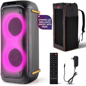 Pyle Compact Bluetooth PA Party Speaker System, 160W Dual 6.5" Karaoke Machine with Mic, Rechargeable Battery, USB/SD/BT/FM Radio, TWS Function & Party Lights, Speaker Bag Included, 11.8"x11.8"x26.4"