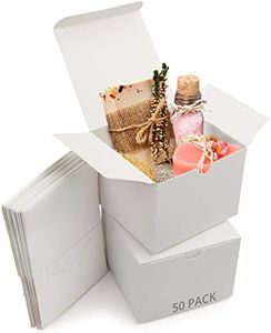 Belle Vous Cajas de Cartón Kraft Blancas (Pack de 50) - Medidas 12 x 12 x 9 cm - Caja Kraft de Fácil Ensamblado - Cajas Automontables - Cajitas para Regalos de Fiesta, Cumpleaños, Bodas, Presentes