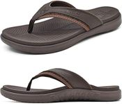 KuaiLu Mens Leather Sport Flip Flop