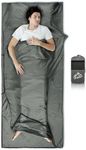 Sleeping Bag Liner,14oz Ultralight Self Tan Sleep Sack with 2 Way Zipper, Expose Feet Separately, Adult Sleep Sack & Travel Sheets for Camping, Hiking, Traveling Backpacking,Hotel (Gray)